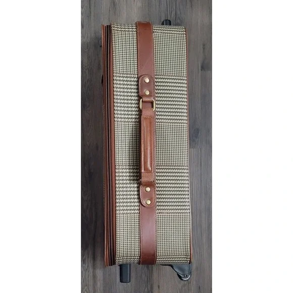 Vintage Polo Ralph Lauren Leather Trim Brown Plaid Carry-On 22 Luggage